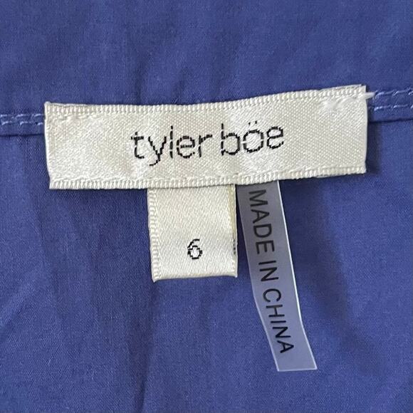 Tyler Boe Candie Midi Dress - Blue with White Embroidery - Size 6 - Picture 7 of 9